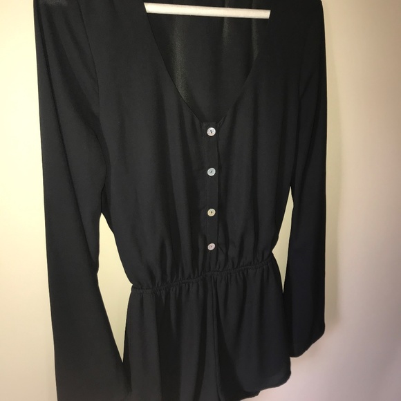Show Me your MuMu Black Long Sleeve Romper - Picture 3 of 3